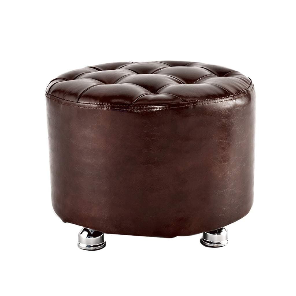 JMTLLSFD Sofa Stool, Solid Color Living Room Shoe Bench Home Leather Footrest Dressing Stool Solid Wood Ottoman 40×30cm (Color : Brown)