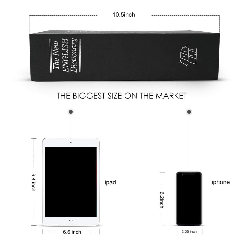 Luwint X-Large Diversion Book Safe Box with Combination Lock, 10.5’’ x 7.8’’ x 2.6’’ Fake Dictionary Metal Hide Stash Container for Storing Money, Jewelry, Gun and Passport