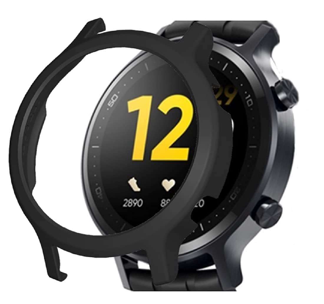 Bumper Case Compatible with Realme Watch S Anti Scratch Shockproof Cover Protector (Black) [Watch NOT Included]