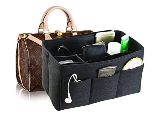 Felt Fabric Handbag Organizer,Insert Purse Organizer 12 Pockets Structure Shaper 4 size Coffee Large