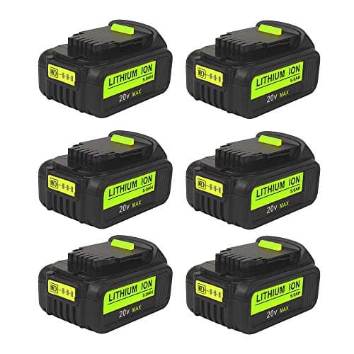 6-Pack 5.0Ah 20V Battery for Dewalt 20 Volt Batteries MAX XR DCB200 DCB203 DCB206 DCB204 DCB204BT-2 DCB203 DCB201