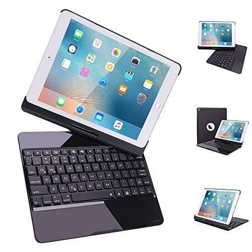 VANKY iPad Keyboard Case for Air 10.5" 2019 (3rd Gen)/2017 iPad Pro 10.5" Bluetooth Wireless Keyboard Case 360 Rotatable 7 Backlit Colors Smart Wake/Sleep Keyboard Ultrathin, Aluminium (Black)