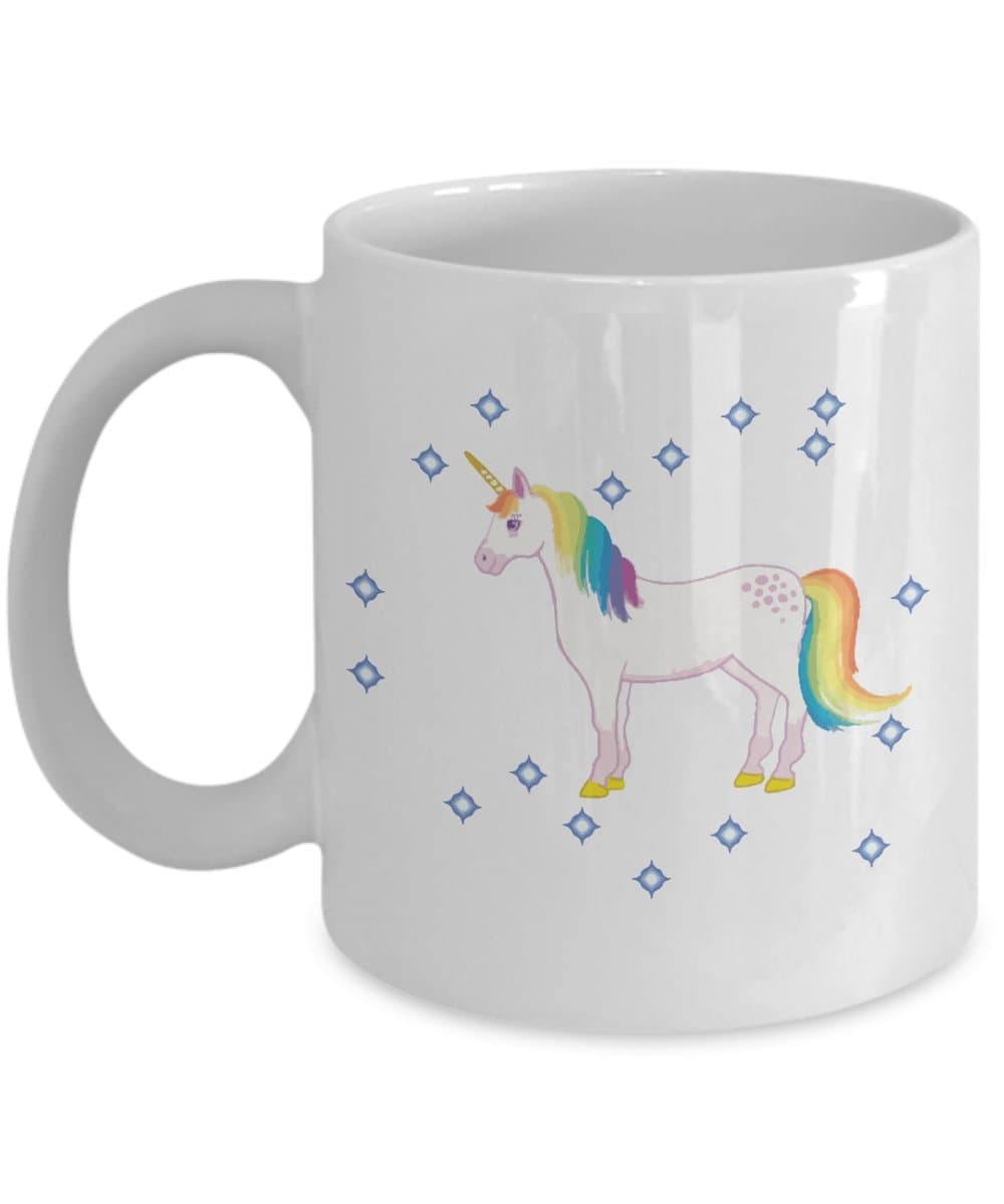 Rainbow Unicorn Mug, White Coffee Cup, Tea Cup