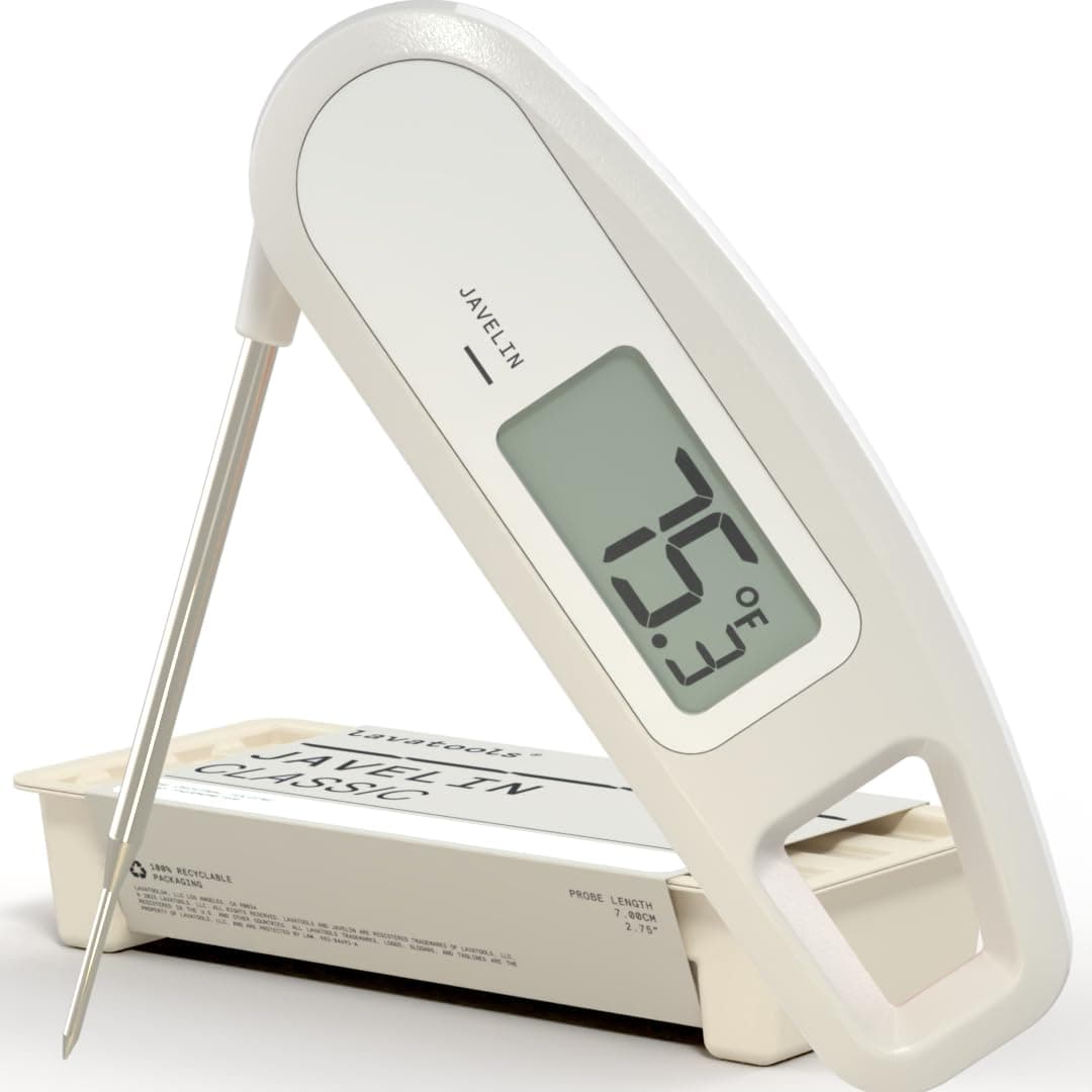 Lavatools Javelin® Ultra-Fast 3-Second Digital Instant Read Meat Thermometer for Grill and Cooking, 2.75" Probe, Compact Foldable Design, Large Display, IP65 Water Resistant, NSF Certified – Milk
