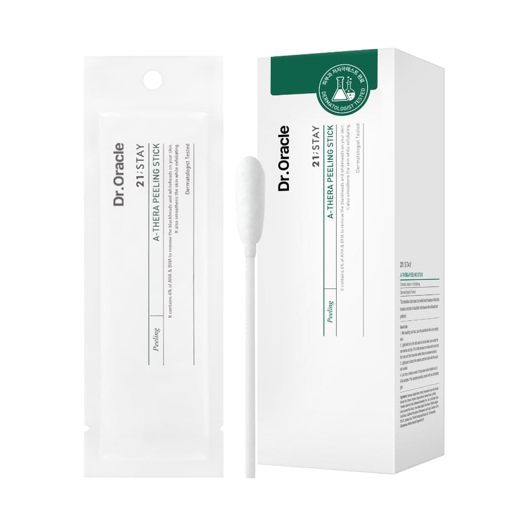 DR.ORACLE 21 Stay A-Thera Peeling Stick for Sensitive Skin - AHA, BHA, Tea Tree Oil, Exfoliating Swabs for Blackheads, Whiteheads, Enlarged Pores, Korean Skincare, Dermatologist Tested, 1Pack of 10ea