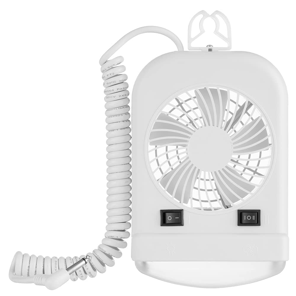 LumitronicsRV Portable 12V LED Interior Bunk Light and 2-Speed Personal Fan Combo - Quiet Motor - Reading Light with Extendable 8-Foot Cord - On/Off Switch - Mounting Brackets Included