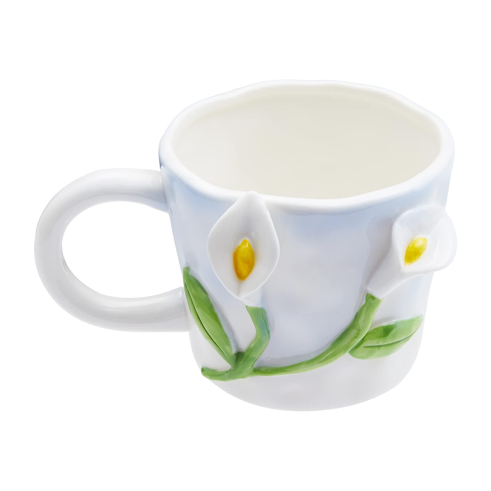 3D Flower Coffee Mug Calla Lily Ceramic Cup,12 oz Cute Handmade Mugs,Christmas Birthday Surprise for Friends Family or Flower Lovers (White Calla Lily)