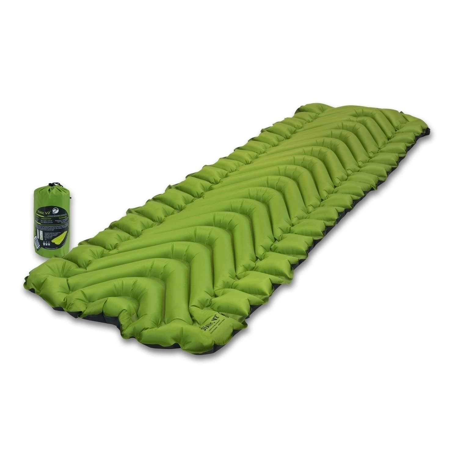 KLYMIT Static V2 Inflatable Sleeping Pad | Portable, Ultralight, Easy to Inflate, Foldable Air Bed for Camping, Backpacking & Hiking — Green