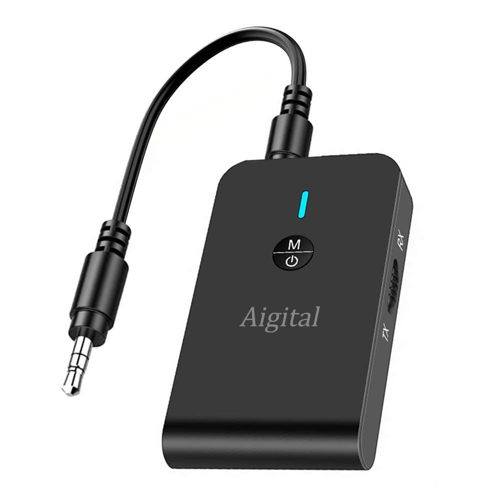 Bluetooth Transmitter and Receiver, Aigital 2-in-1 Wireless Audio Adapter Bluetooth 5.0| aptX Low Latency | Works for TV, Car, Home Stereo System and More | Transmitter & Receiver Dual Function