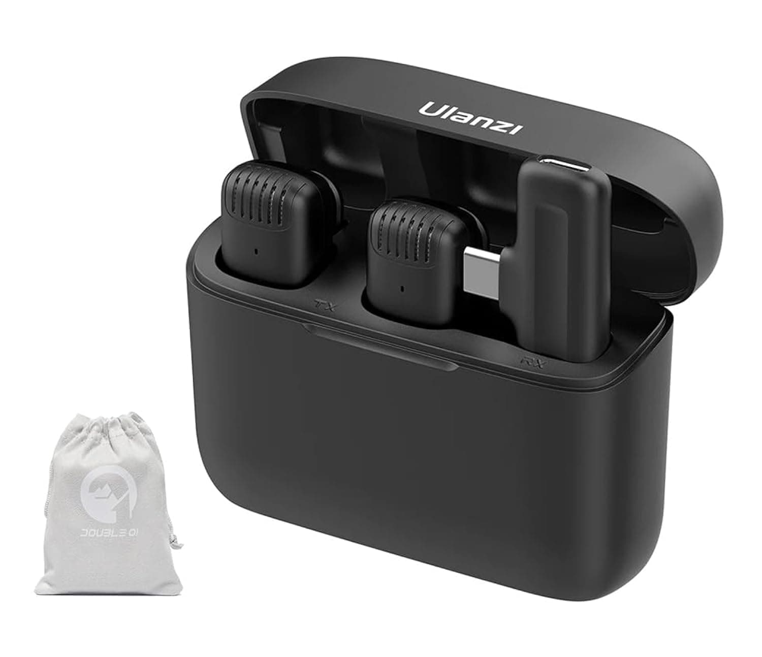 ULANZI J12 Wireless Microphone for Android Type-C Tablet Laptop Mobile Phone | 7h Battery Plug&Play | Charging Case | for Real Estate Interview YouTube Vlog | 20m Range | 1Yr Warranty + Pouch