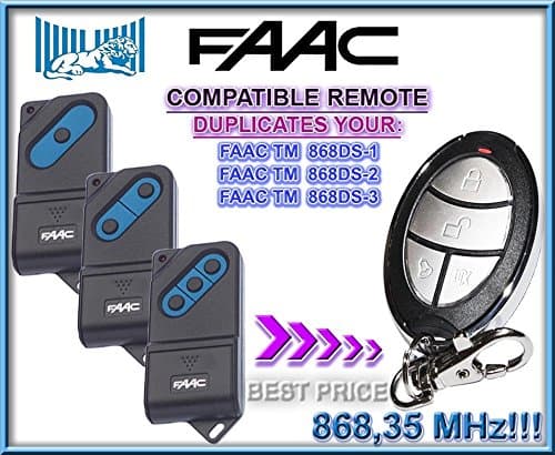 FAAC - TM1 868DS / TM2 868DS / TM3 868DS universal remote control replacement transmitter, 868.3Mhz fixed code clone