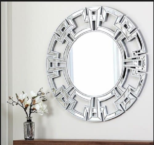 Abbyson Living Pierre Silver Round Wall Mirror, Wall Mirror, Large Wall Mirror, Decorative Mirrors, Decorative Wall Mirrors