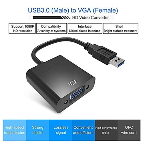 High Speed USB 3.0 to VGA Adapter Converter,Display Port to vga,Support Max Resolution 1080p for Windows 7/8/8.1/10 Desktop Laptop PC Monitor Projector HDTV