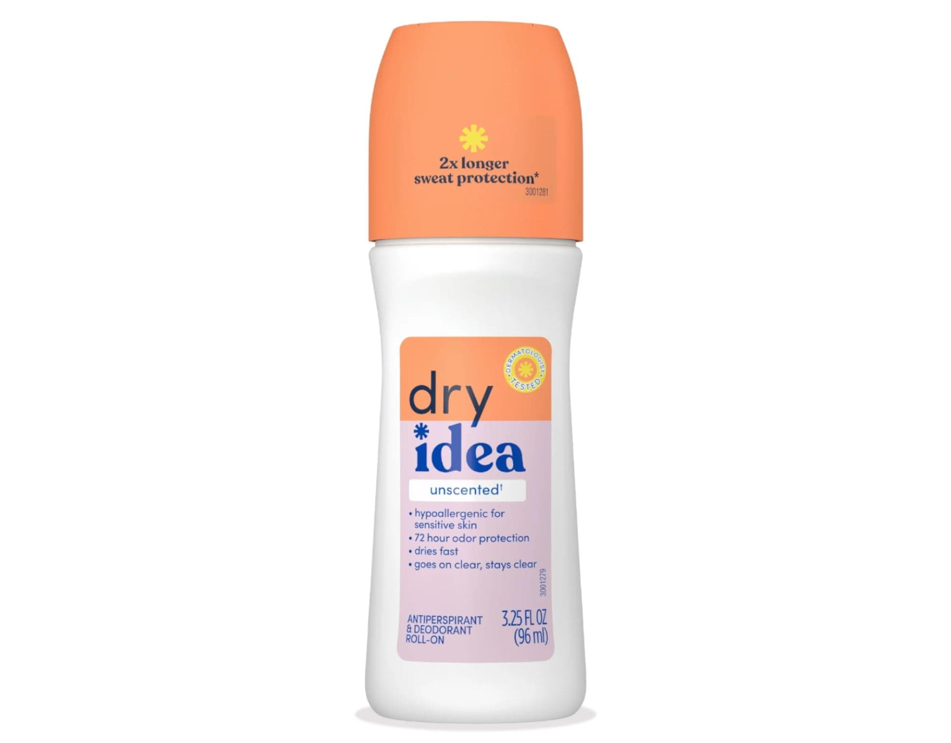 Dry Idea Advanced Dry Roll-On Deodorant, With Vitamin E, Up to 72 Hours Odor Protection - Unscented 3.25 fl oz