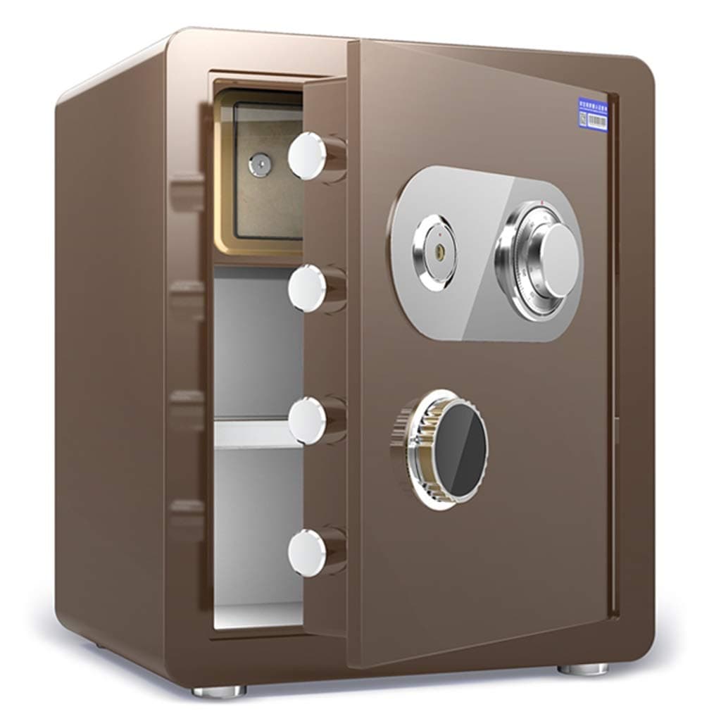 Safes SYY Box Fireproof Waterproof Combination Lock, The High Security Steel Lock Mechanical Lock All Steel Large Capacity 45cm Anti-theft (Color : Brown)