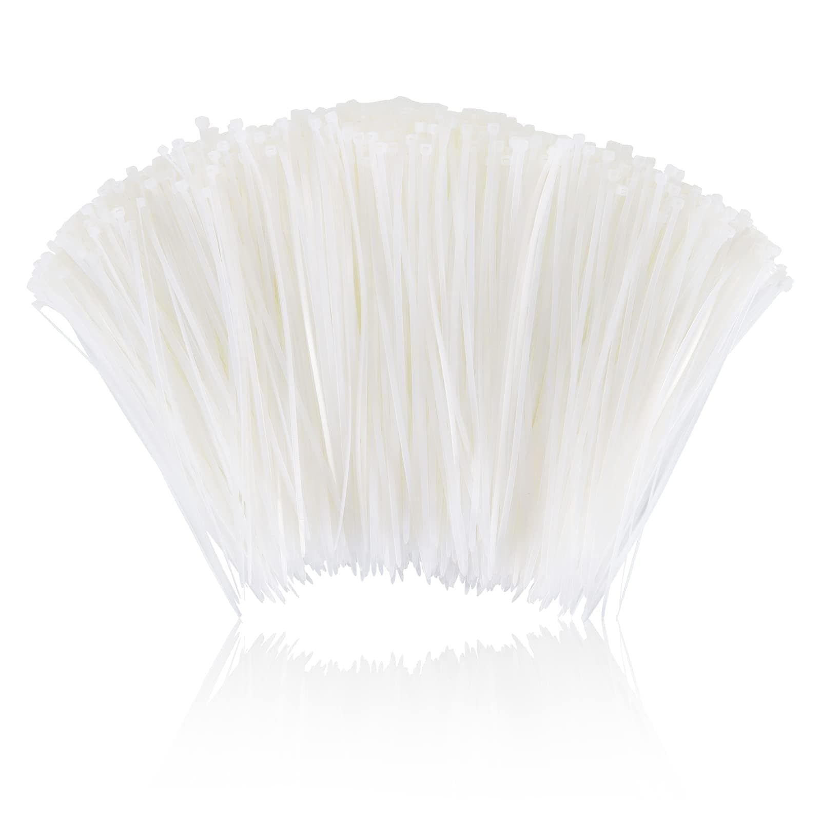 12 Inch Zip Cable Ties (1000 Pack), Self-Locking Premium Nylon Cable Wire Ties,Heavy Duty White, for Indoor and Outdoor