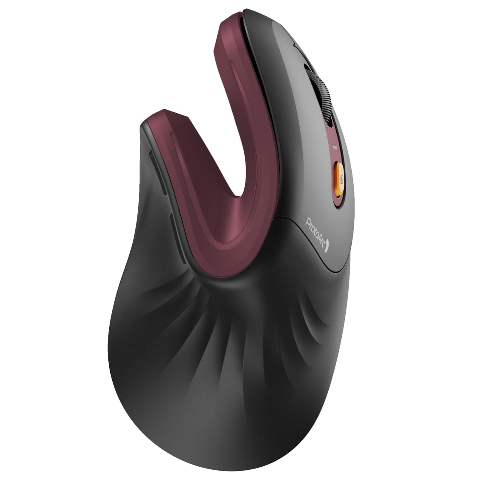 ProtoArc Ergonomic Mouse, EM11 NL Bluetooth Rechargeable Wireless Vertical Mouse, 3 Multi-Device Connectivity for Computer/PC/Laptop, 2.4GHz USB-A Optical Mice for Windows, Mac OS, Wine Red