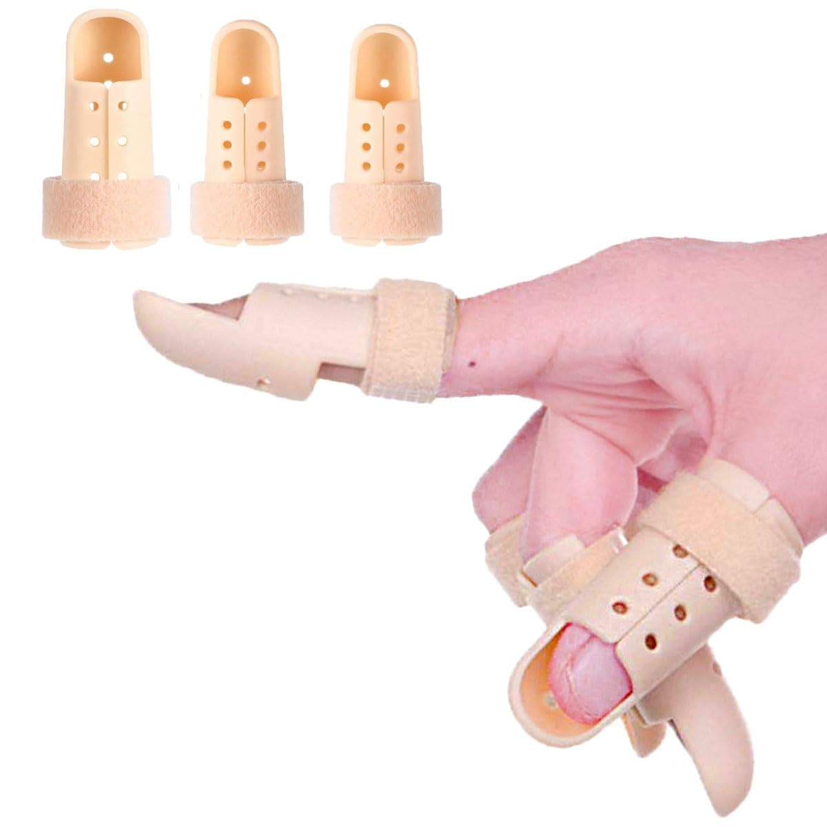 Plastic Finger Splints, 3-Size Pack Mallet Finger Brace Mallet Dip Support, Trigger Finger Support Brace Immobilizer