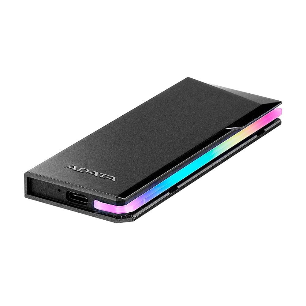 ADATA EC700G PCIe SSD Enclosure, support M.2 PCIe/NVMe/SATA SSD with RGB Lighting, USB 3.2 Gen2 Type-C (10Gbps), USB-C to C and USB-C to A Cables, Fits PCIe 2280/2242/2230