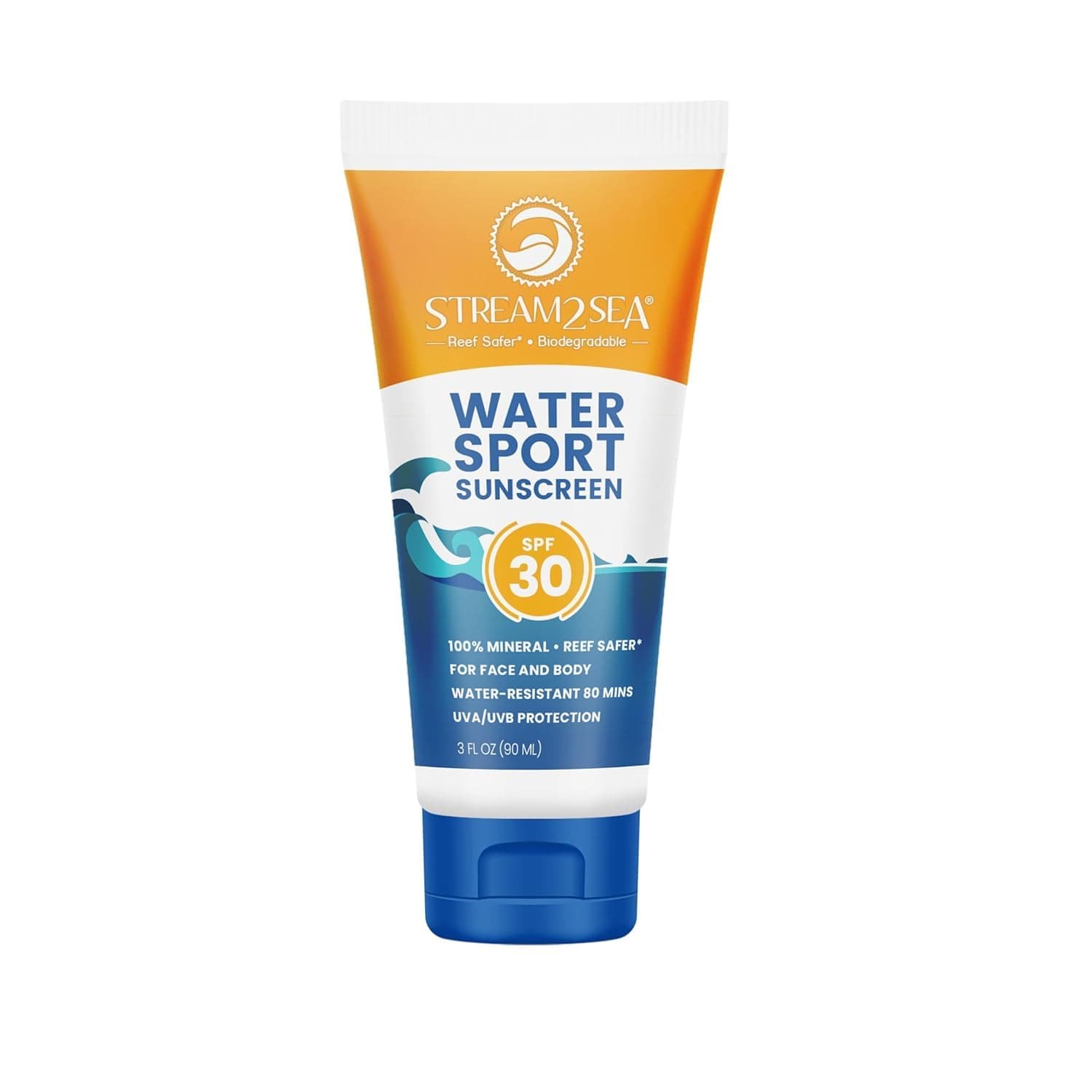 Stream2Sea biodegradable, tested and proven reef safe sunscreen for face & body, mineral sunblock with SPF 30 UVA/UVB