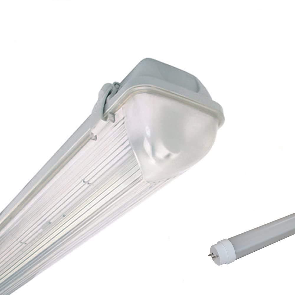 2FT SINGLE LED 10W - NON CORROSIVE WEATHERPROOF FLUORESCENT LIGHT FITTING - IP65 - ENERGY EFFICIENT OUTDOOR STRIP LIGHT - IDEAL FOR GARAGES, WORKSHOP, SHEDS, GREENHOUSES OR COMMERCIAL APPLICATIONS - STURDY CONSTRUCTION - POLYCARBONATE DIFFUSER - BRANDED - 3 YEAR LAMP GUARANTEE - INCLUDES LED TUBE 10 WATT
