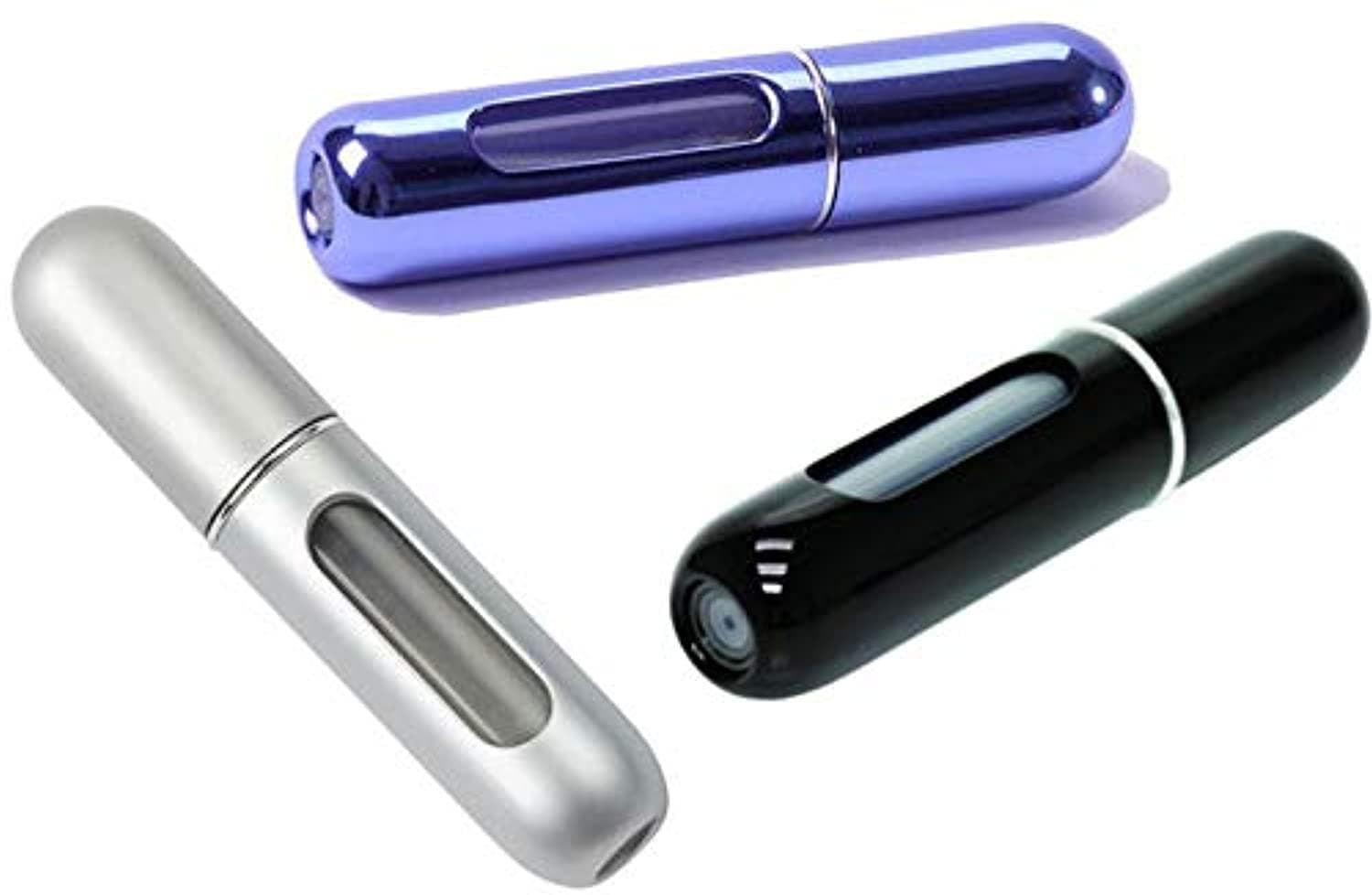 COOLBABY 3 x Travel Atomizer Mini Pump Spray Refillable Perfume Bottle Violet Black Silver
