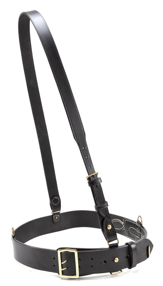 World War SupplySam Browne Belt with Shoulder Strap Black Leather WW1 will fit 42"- 45"