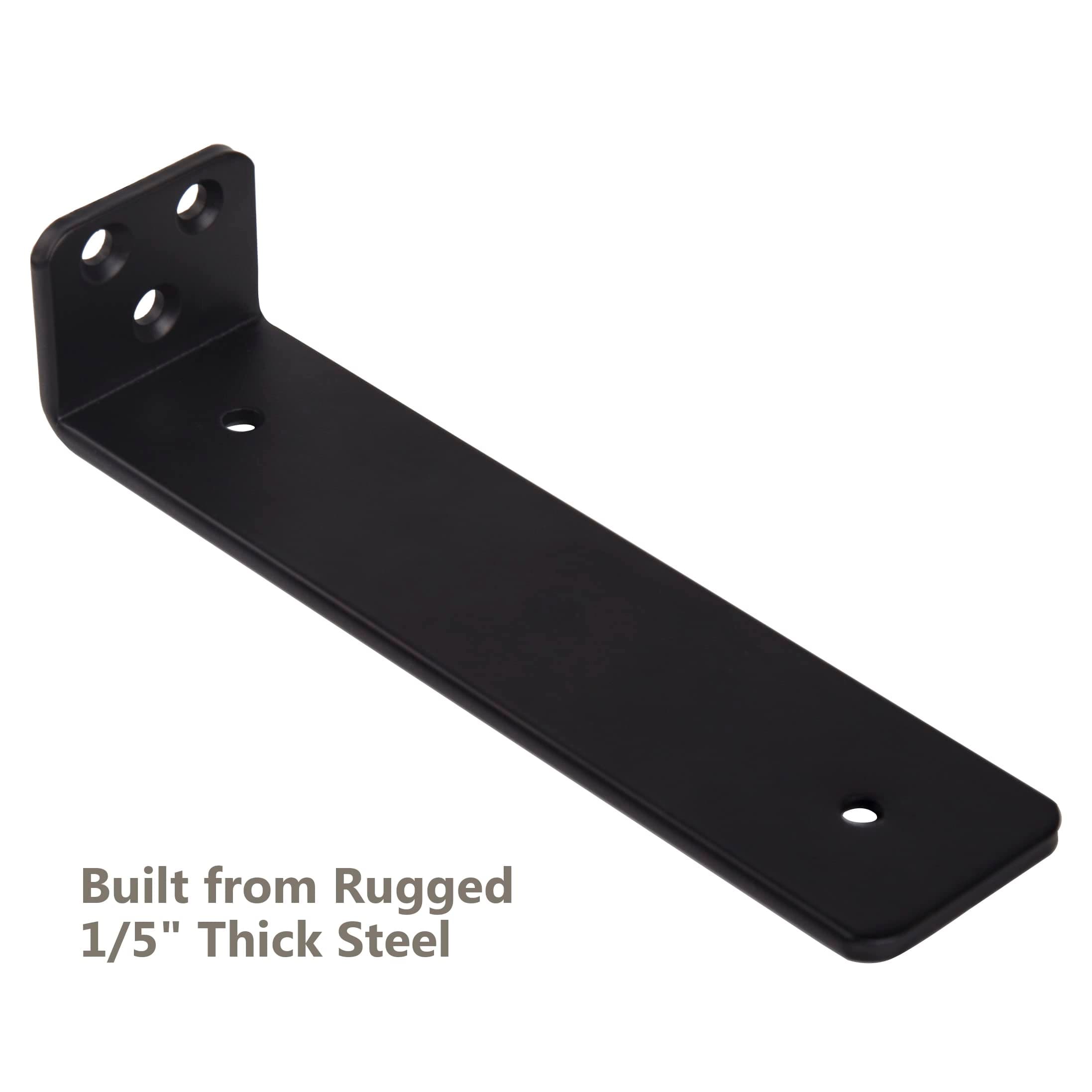 12-Pack 4 Inch Floating Shelf Brackets, Heavy Duty Hidden Shelves Bracket for Small Shelf, Kitchen Shelf, Nursery Shelf, Black Powder Coated Steel