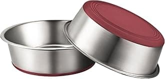 URBUDDIES 2 Pack Stainless Steel Dog Bowls, 4 Cup, Red Bottom