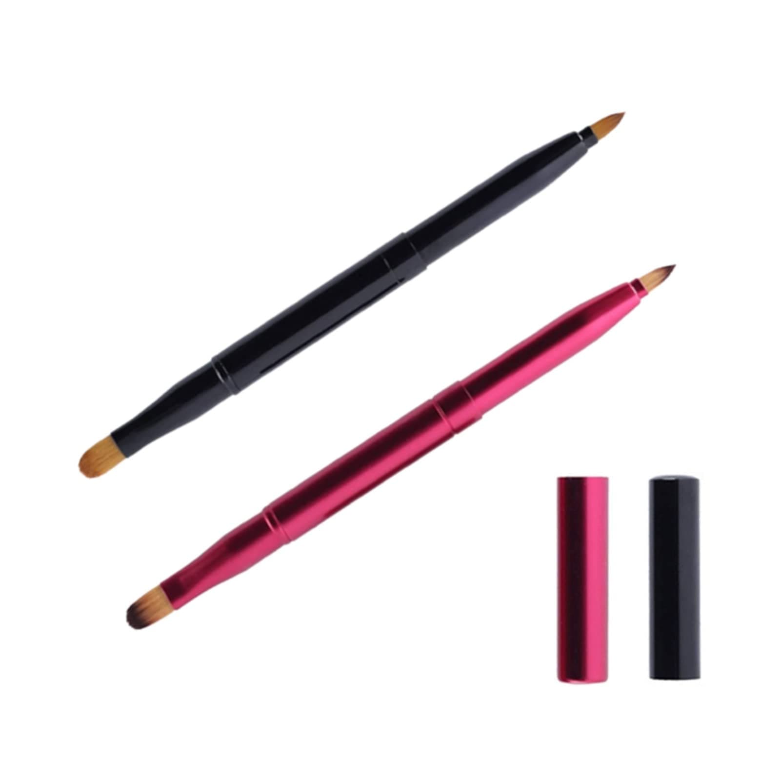 2 Pcs Retractable Lip Brush Makeup Brushes Double-Ended Lip Brush for Christmas Gifts Women Girls Travel and Daily Use