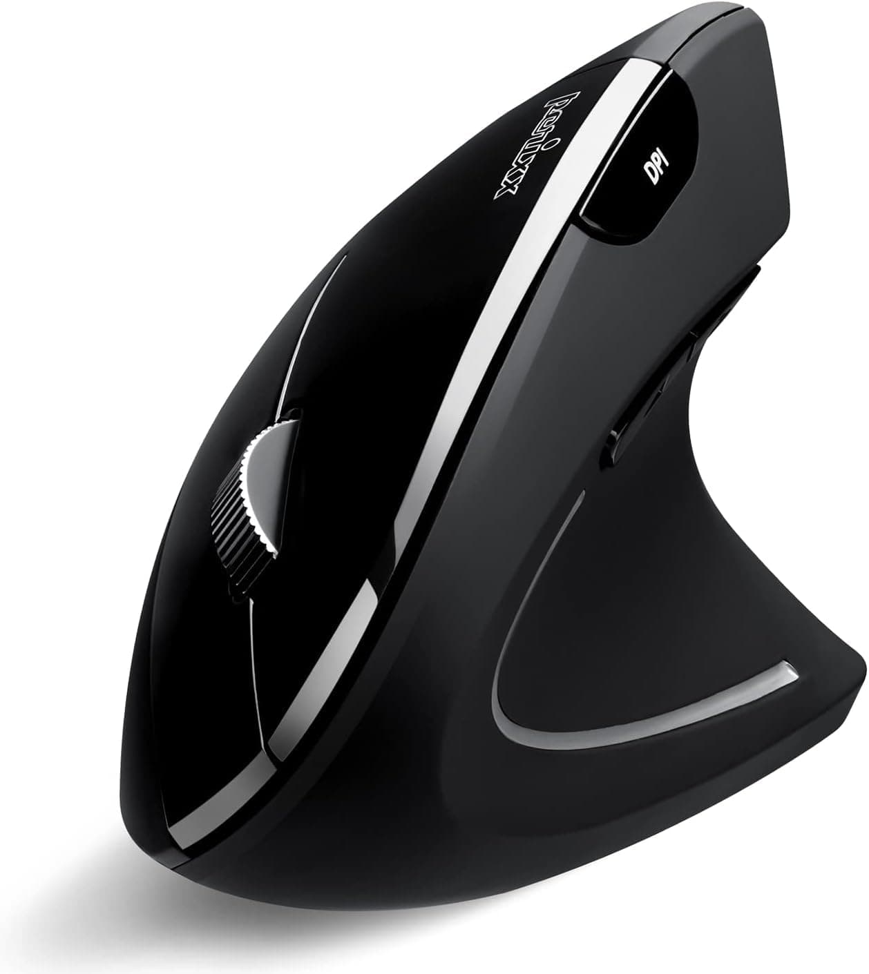 PERIMICE-813B Bluetooth Vertical Mouse - Wireless 3-in-1 Multi-Device Technology - Travelling Carry Bag - Black - Right Handed