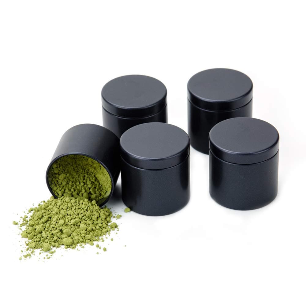 Small Tin Can Box with Lids Canister for Coffee Tea Candy Storage Loose Leaf Tea Tin Containers Storage 5 Pcs (Black, S)