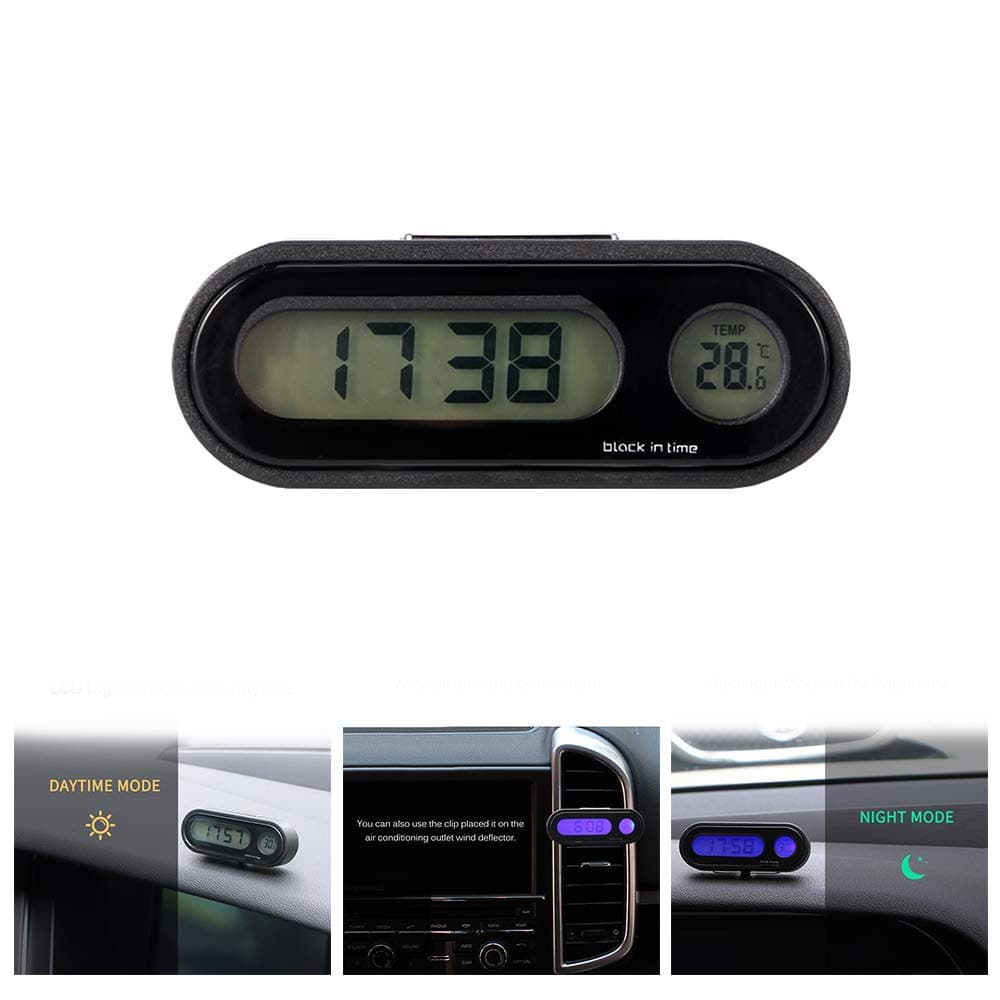 FreeLeben Car Digital Clock, 2 in 1 Car Dashboard Clock Digital Thermometer Multifunctional Vehicle Gauge Alarm Meter Clock with LED Backlight, 12/24 Hours, -20℃ to 50℃