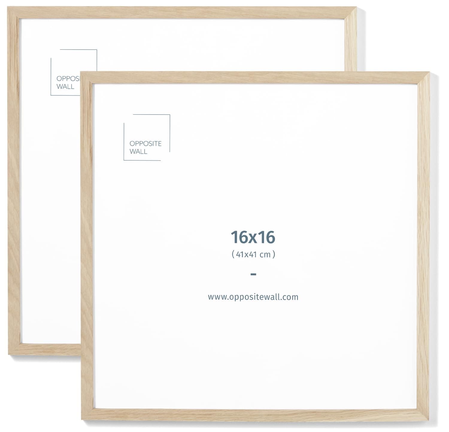 Opposite Wall - 16x16 in - Natural Solid Oak Wood Picture Frame - Lightweight, Versatile & Shatterproof - Wall Hanging Poster or Photo Frame - Wall Decor for Office, Gallery & Home - 2 Pack