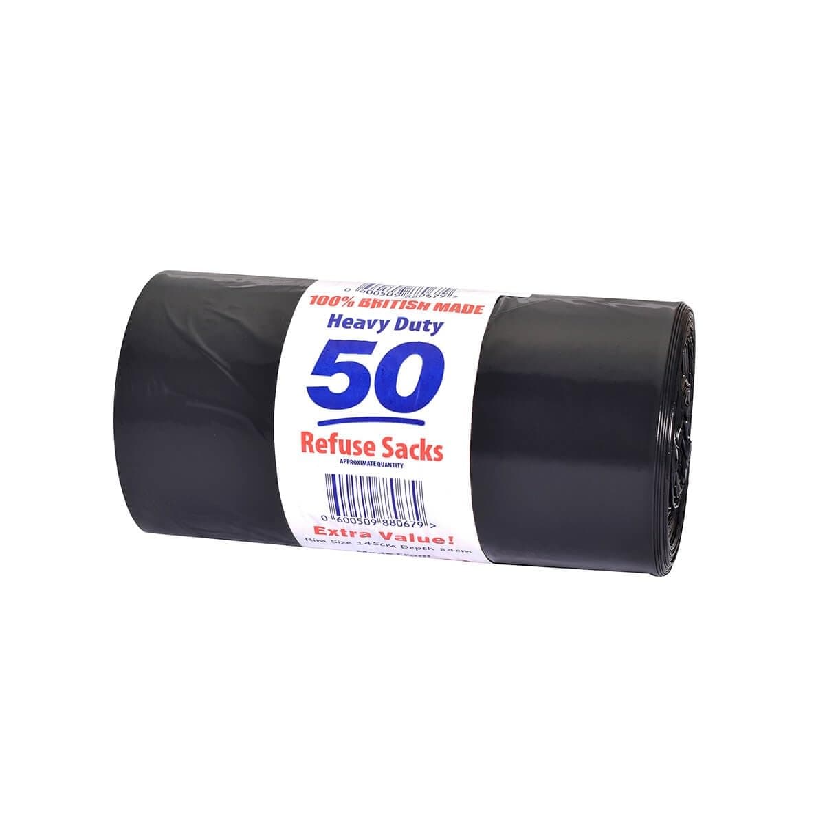 80L 50 Bin Bags Heavy Duty Refuse Sacks Extra Strong Bin Liners 100% Recycled Material Disposal Bags for Kitchen Home Office Hospitals Hotels Gardens