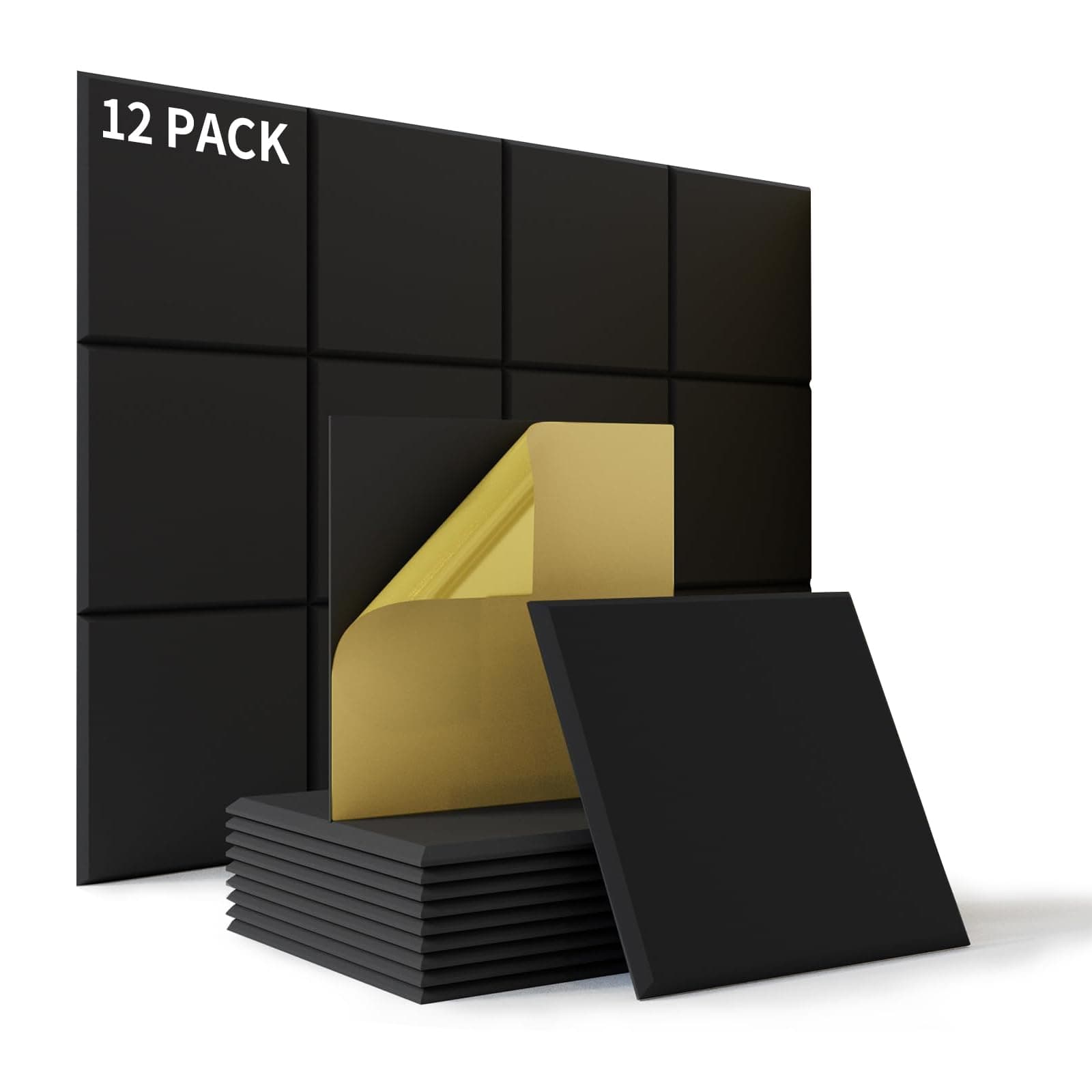 suzao 12 Pack Sound Proof Panel Self-Adhesive, 12" X 12" X 0.4" Acoustic Foam Panels 230kg/m³ High Density, Enhanced Acoustics and Audio Quality, Sound Proofing Panels for Offices, Recording Studio