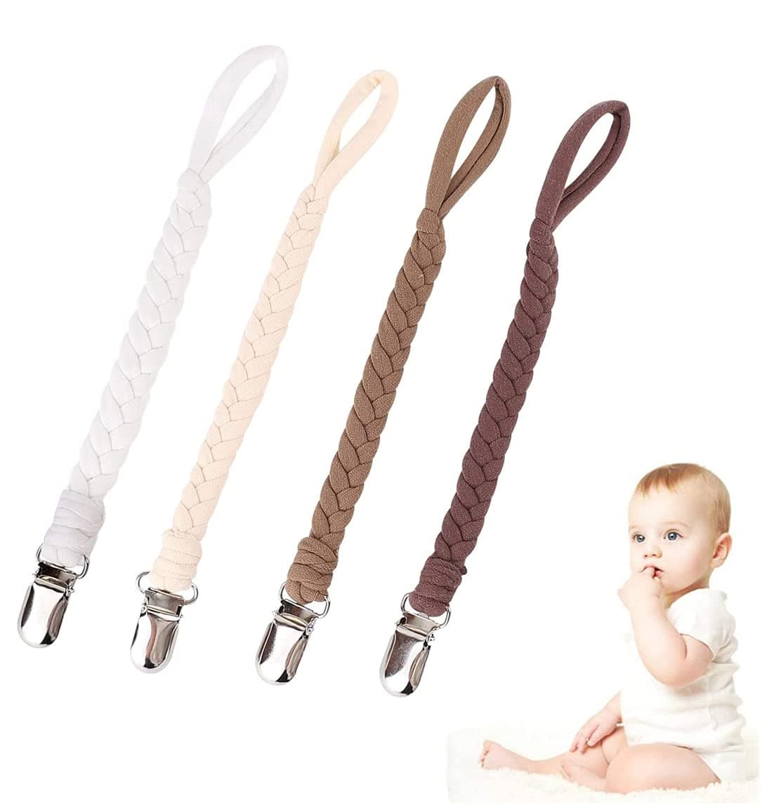 4PS Pacifier Clips by Babies Designs Universal Holder Leash for Boys and Girls,Teething Toy or Soothie Baby Multicoloured Clip Chain Washable Soother Leash for Unisex Newborn Boys