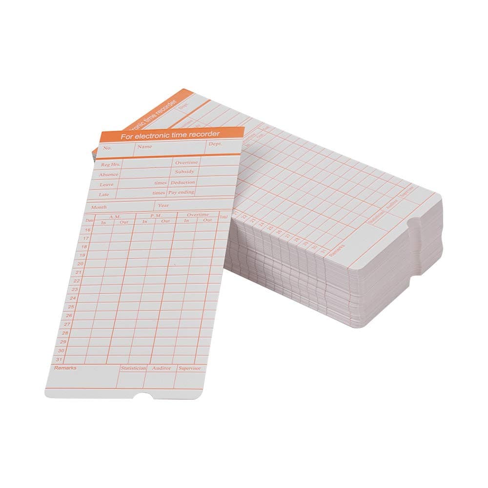 DOYO Time Card 2-Sided Monthly Format Size 7.4 * 3.3 Inch for Employee Attendance Various Time Clock Recorder Machine, 100pcs/ Pack