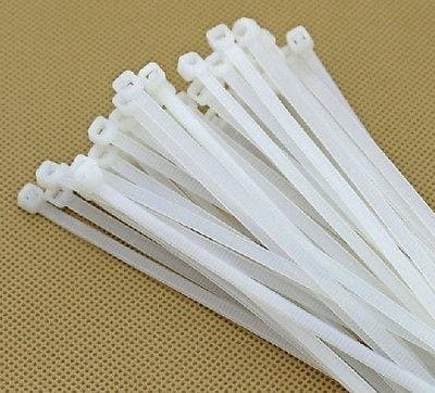 Quick Tie 8" Inch Cable Ties 200 MM *3 MM White Nylon Zip Wire Organizer/ Self Locking Tie (100Pcs)
