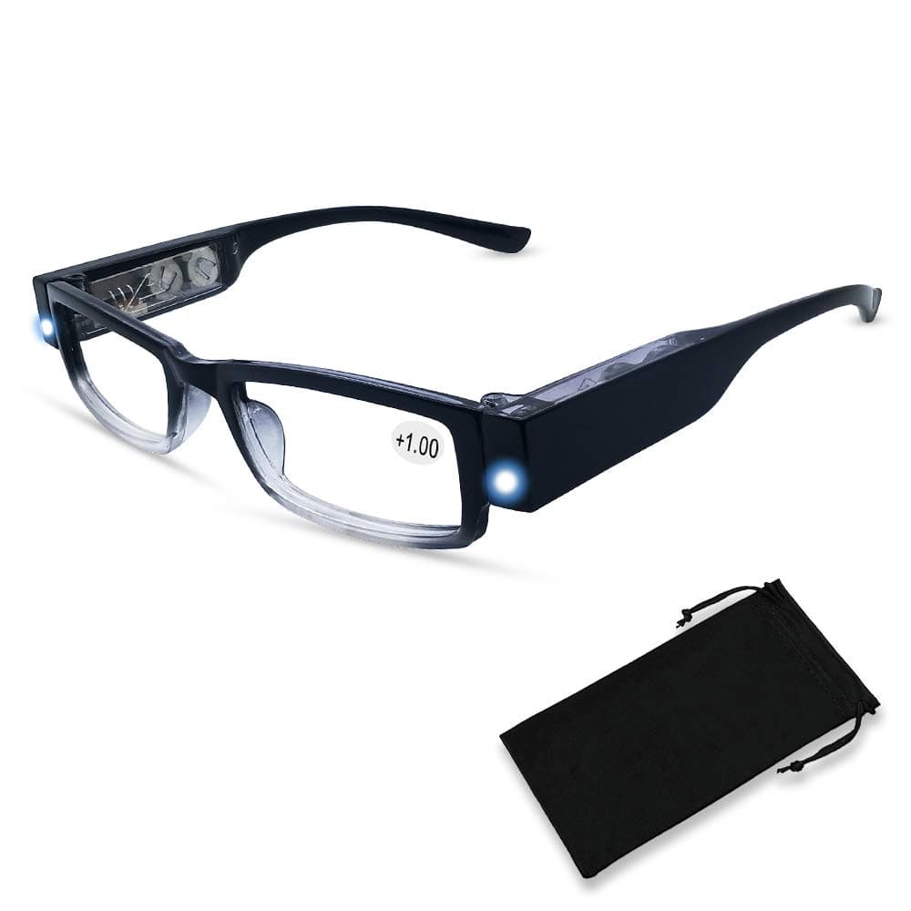 Reading Glasses with Light Magnifying Glasses with Light Led Magnifier Eyeglasses Nighttime Reader Frame Eyewear+1.0