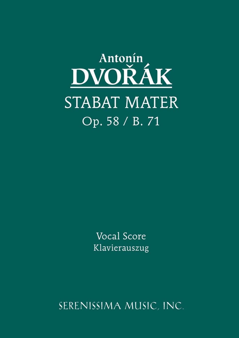 Stabat Mater, Op.58: Vocal score