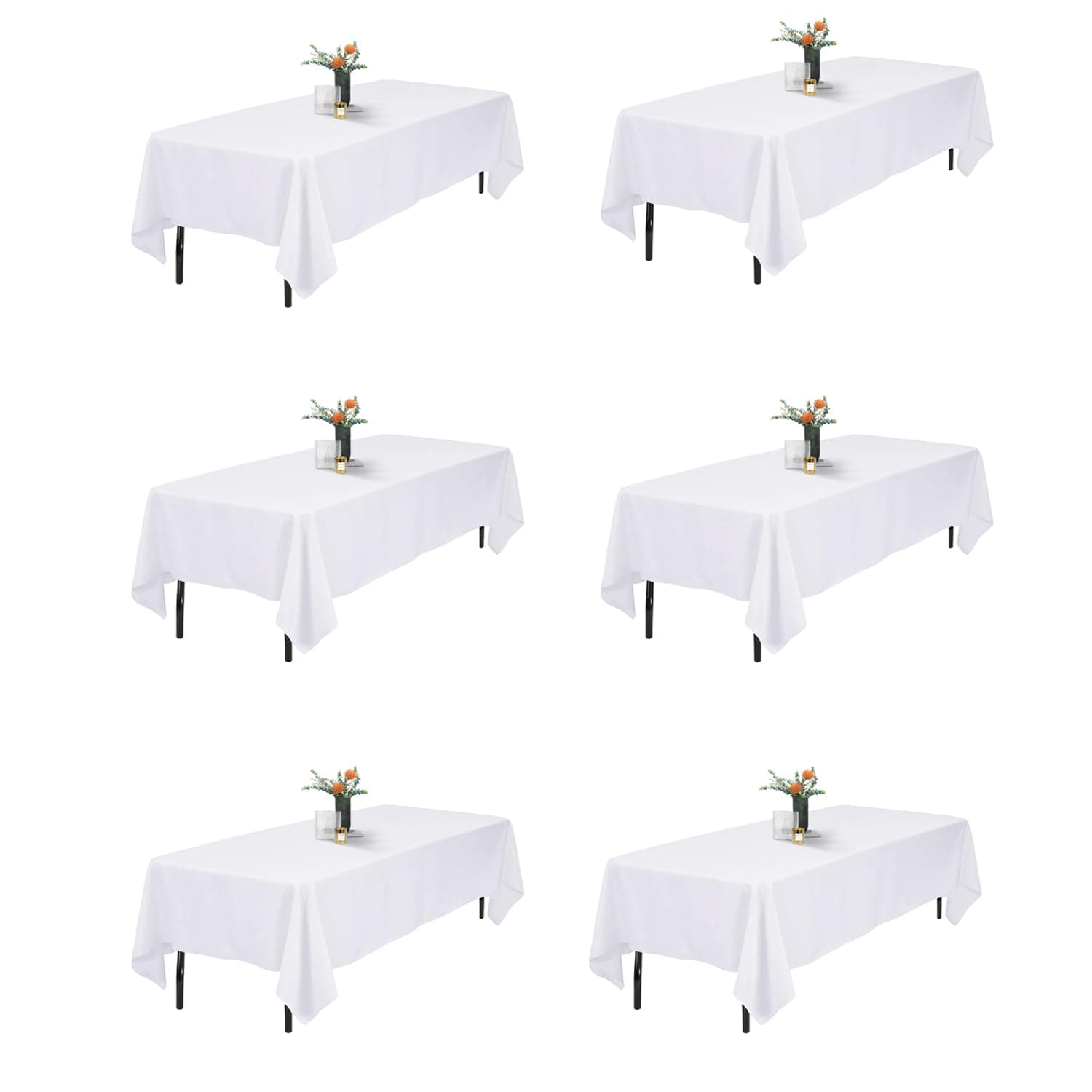 Kapwall 6 Pack White Table Cloth Rectangle - 60 x102 inch - 6ft Table Cloths Rectangle - Polyester Tablecloth in Washable - Great for Wedding,Restaurant,Party (152x260cm)