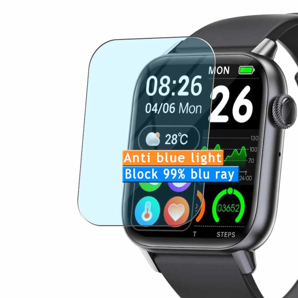 Vaxson 3-Pack Anti Blue Light Screen Protector, compatible with Gnognauq QX8 1.85" smartwatch Smart Watch, TPU Guard Film Protectors Sticker [NOT Tempered Glass]
