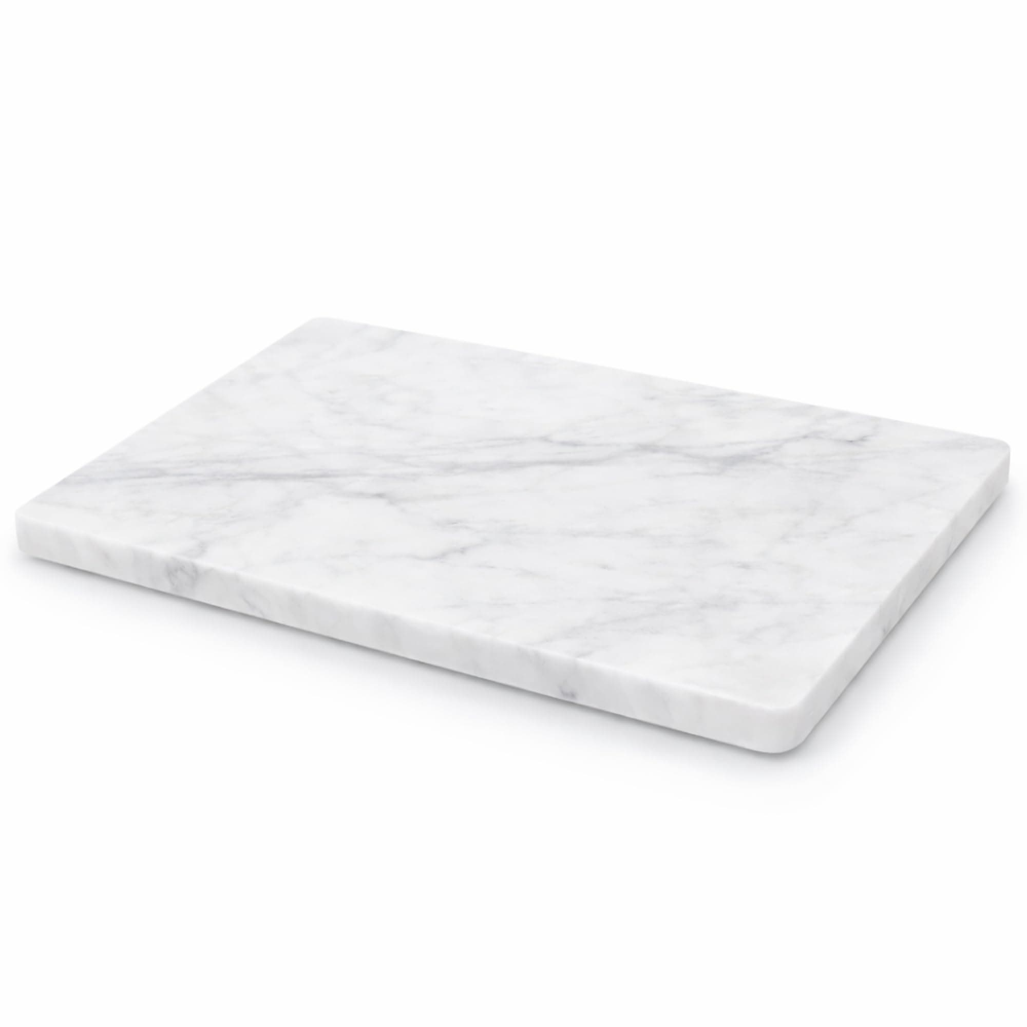 Home Basics Multi-Purpose Pastry Marble Tray Cutting Board Slab with Non-Slip Feet for Stability & Scratch Protection for Countertop. Easy to Clean, Trivet, White (8x12)