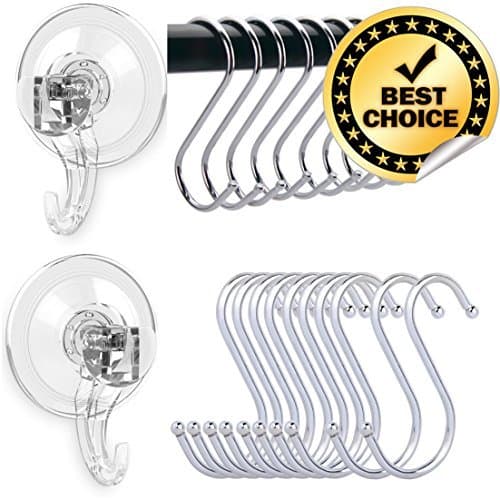 Vacuum Suction Cup Hook - 12 Pack S-Hooks Rings Hangers - Duty Heavy Bathroom Acessories Kitchenware & Utility for Decorative Door Wreath