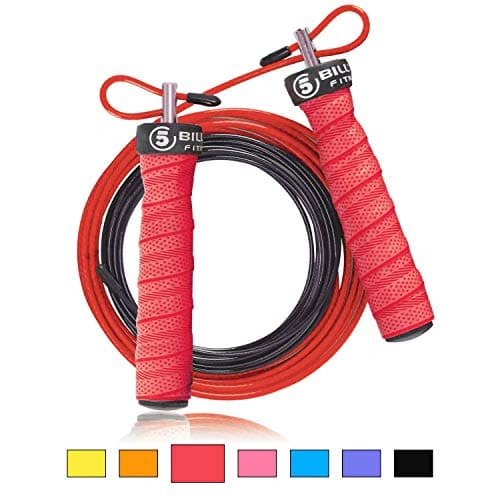 5BILLION Attack Jump Rope - Nature Handle - Adjustable Weighted Speed Jump Rope - Workout for Double Unders WOD Outdoor MMA & Boxing Training