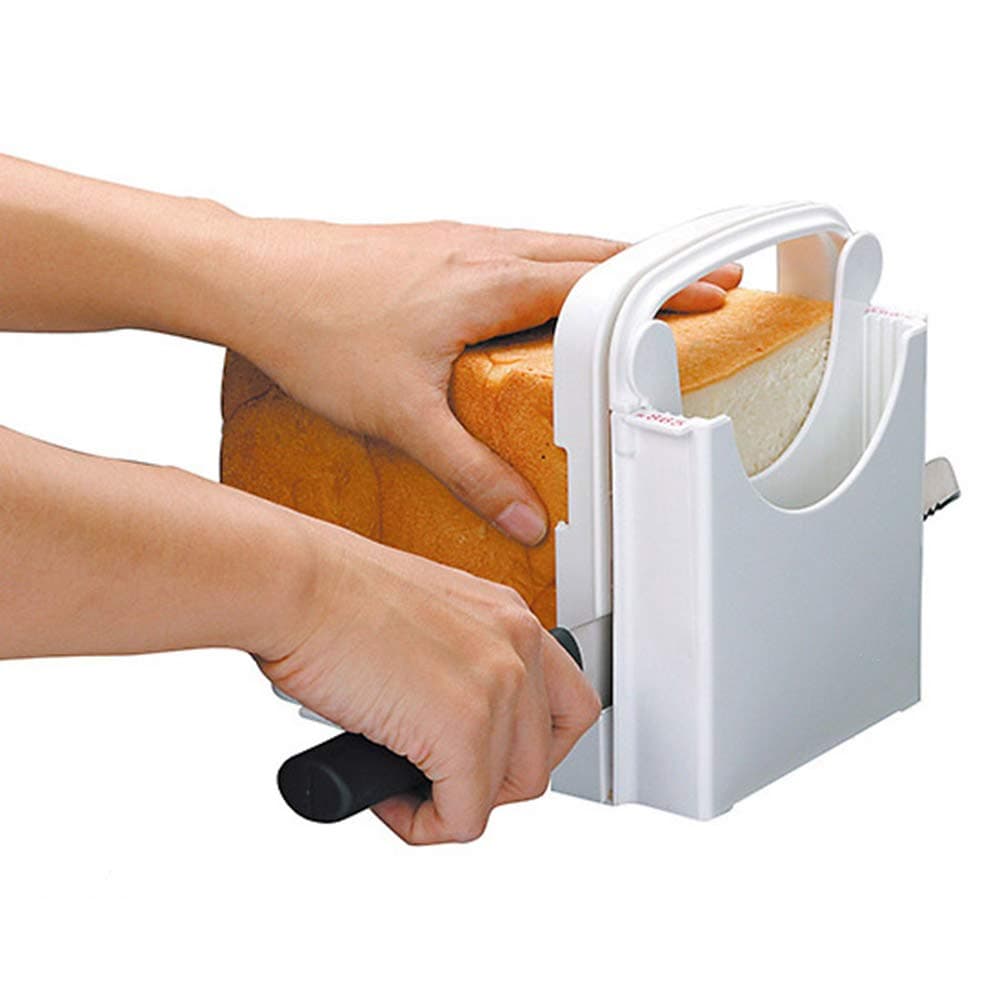 Bread Slicer, Bread Slicer Guide,Table Bread/Roast/Loaf Slicer Cutter, Sandwich Maker Toast Slicing Machine Folding and Adjustable Handed Bread Slicer with 5 Slice Thicknesses