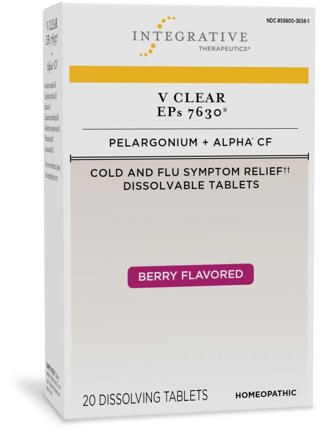 Integrative Therapeutics V Clear EPs 7630, Cold and Flu Formula**, 20 Chewables, Berry Flavored