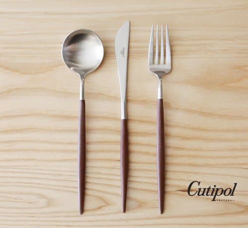 Cutipol Goa Brown/silver Series Home Dinner Flatware Cutlery Set of 3 Pcs, Spoon, Fork, Knife, Professional Cutlery Brand