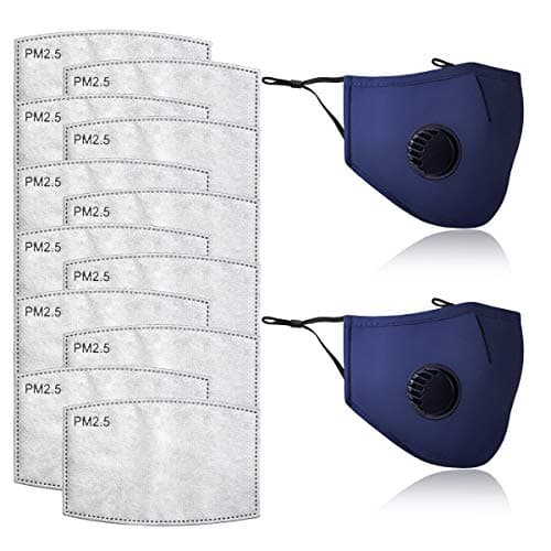 Fast Delivery（7-20 Day） 2 Pcs Activated Carbon Filter 5 Layers Breathing Protective and 2 Pcs Washable Reusable Dust Cotton Cover (2 Black 2Filters)